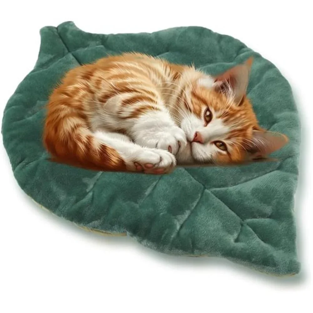 Cat Mat Self Warming Pet Bed Leaf Shape Cotton Soft Warm Blanket for Cats Dogs